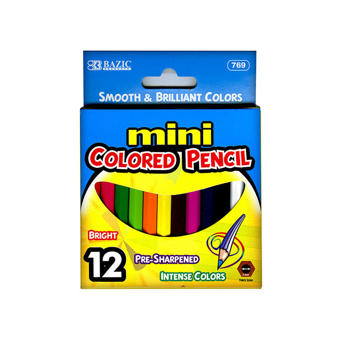 bazic colored pencils - 12 mini  -- 24 per box