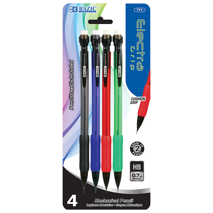 bazic electra mechanical pencils 0.7mm  - soft grip -- 24 per box