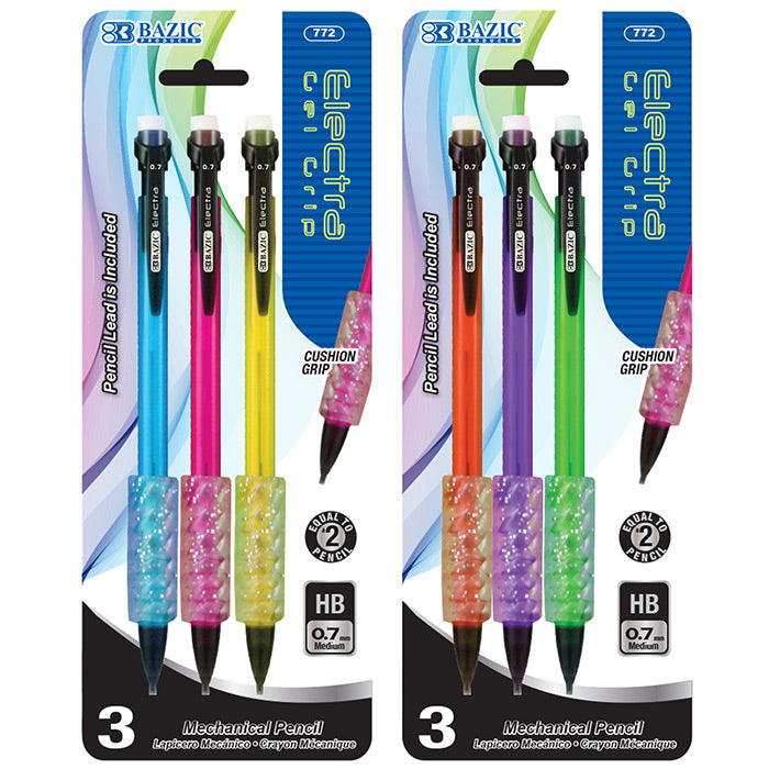 bazic mechanical pencils - 0.7mm - gel grip  -- 24 per box