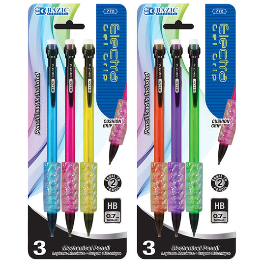 bazic mechanical pencils - 0.7mm - gel grip  -- 24 per box