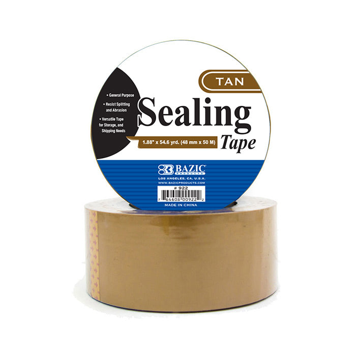 bazic tan packaging tape 1.88 inch x 54.6 yards - -  -- 36 per case