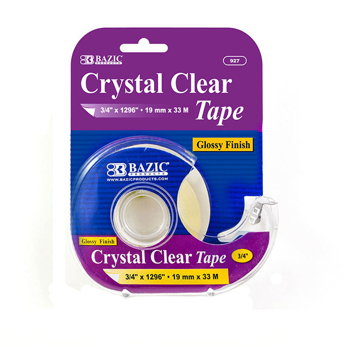 bazic crystal clear tape with dispenser  -- 24 per box