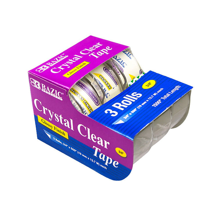 bulk bazic crystal clear 3/4 in x 500 in tape - 144 pack -- 24 per box