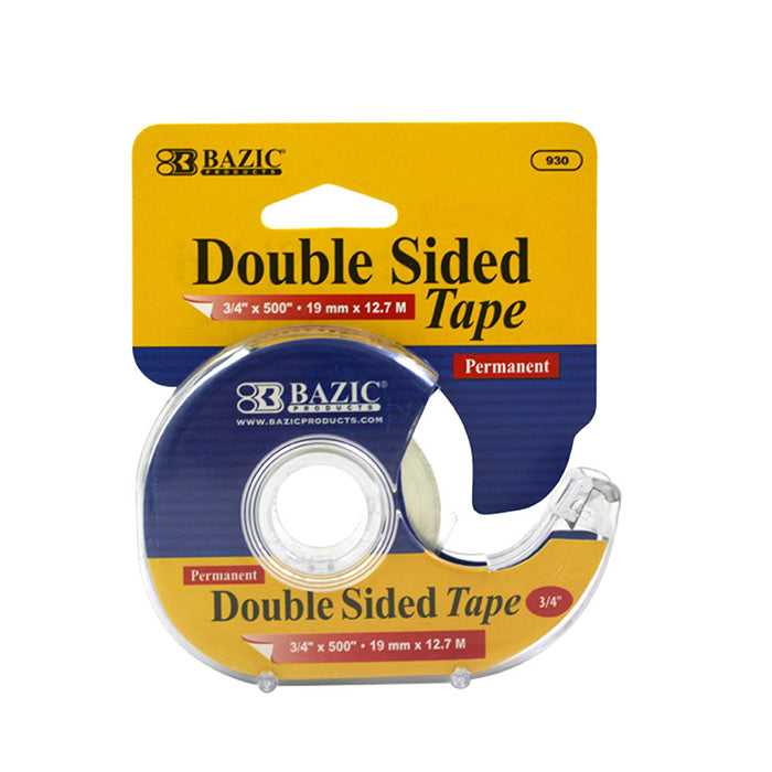 bazic 3/4 in x 500 in double sided permanent tape with dispenser  -- 24 per box