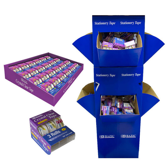 bazic 3/4 in x 250 in crystal clear tape  - floor display -- 144 per case