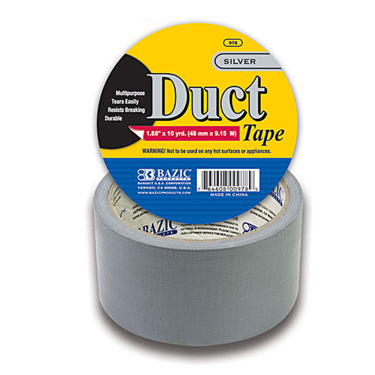 silver duct tape - 1.88 inx10 yards -  -- 36 per case