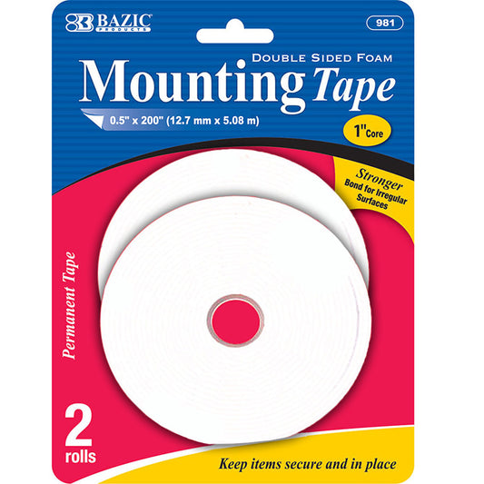 bazic double sided foam mounting tape 0.5x200  -  -- 24 per box