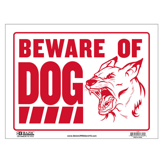 bazic 12x16 beware of dog sign  -- 24 per box