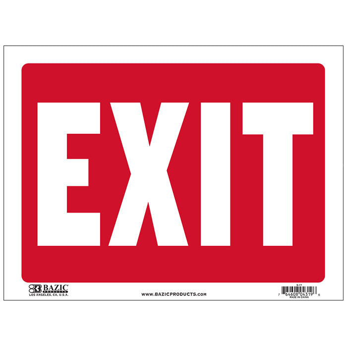 bazic 12x16 exit signs - bulk - 360 / case -- 24 per box