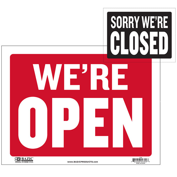 bazic open and closed sign - 12x16 -   -- 24 per box