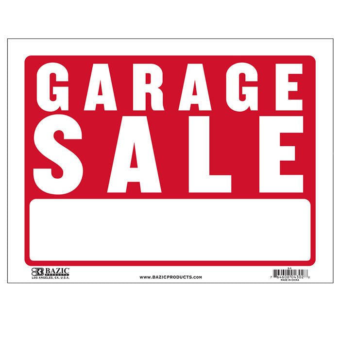 garage sale signs - 12x16  - bulk -- 24 per box