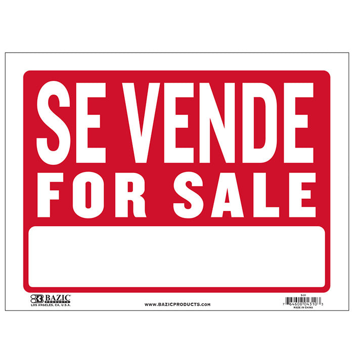 se vende sign - 12 in x 16 in - bulk -- 24 per box