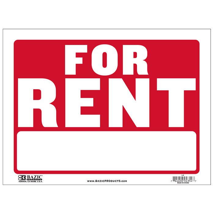 bazic for rent sign - 12x16  -- 24 per box