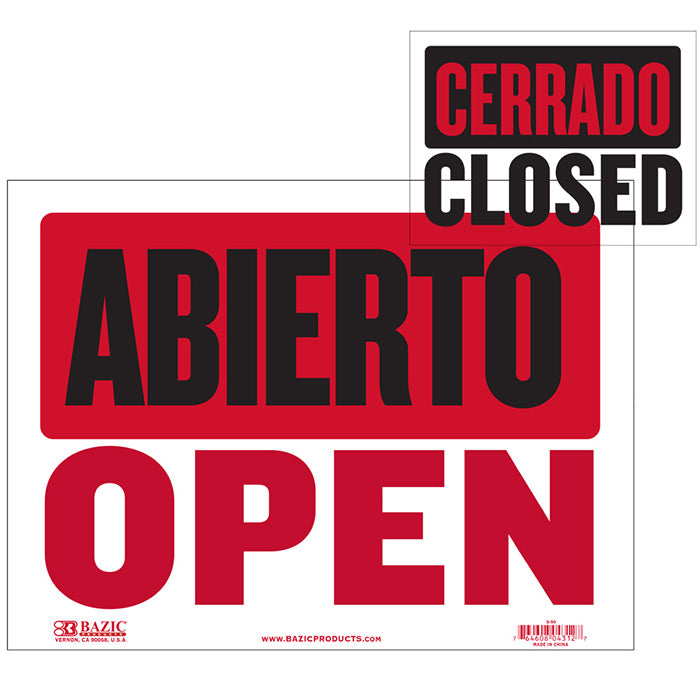 bazic 12x16 abierto closed sign  -- 24 per box