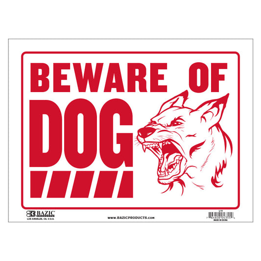 bazic 9x12 beware of dog sign  -- 24 per box