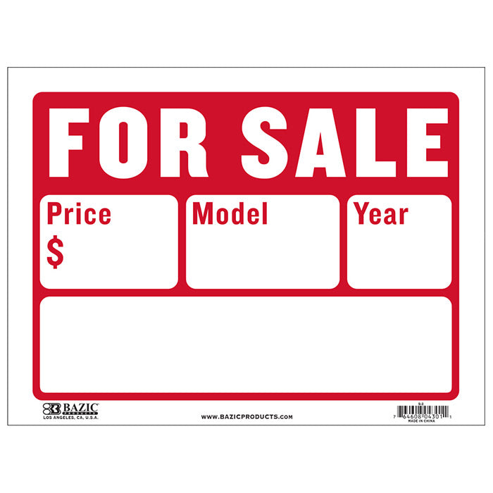 25 pack of 9x12 for sale sign - pack of 480 -- 24 per box