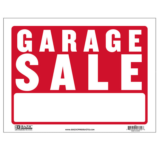 bazic 9 inch x 12 inch garage sale signs - bulk  -- 24 per box