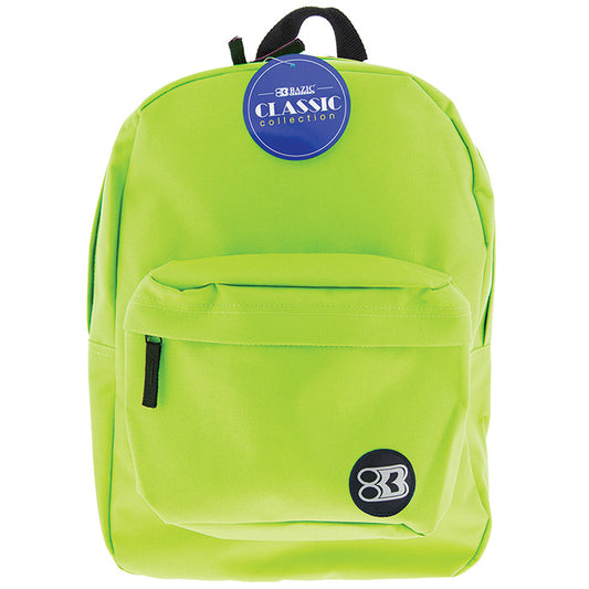 17 inch lime green classic backpack -- 12 per case