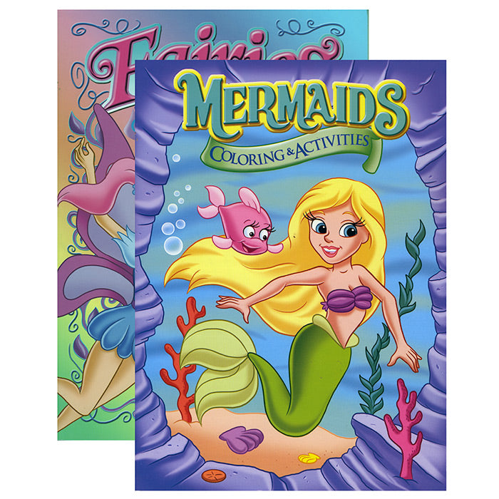 jumbo fairies & mermaids coloring & activity book -- 48 per case