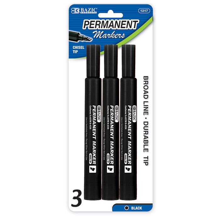 bazic black chisel tip jumbo permanent markers -  -- 24 per box