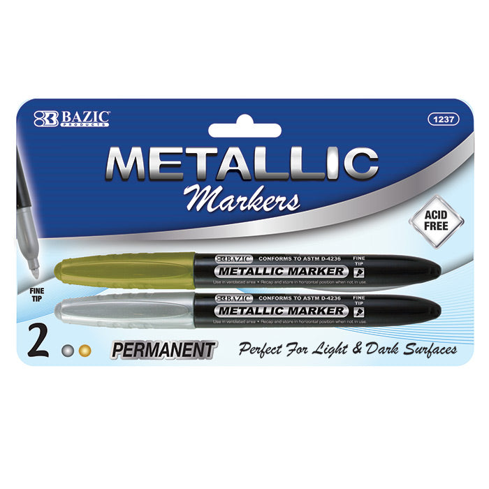 bazic silver & gold metallic markers-144 per pack -- 24 per box