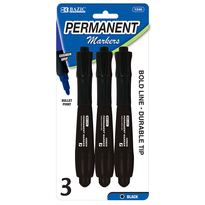 black chisel tip jumbo permanent markers w/grip  -- 24 per box