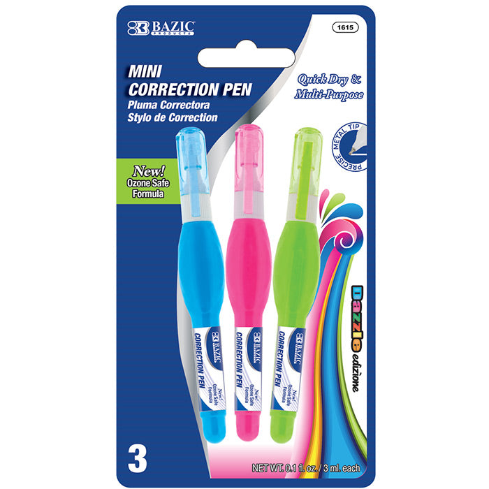 metal tip mini correction pen - 0.1 fl oz (3ml)  -- 24 per box