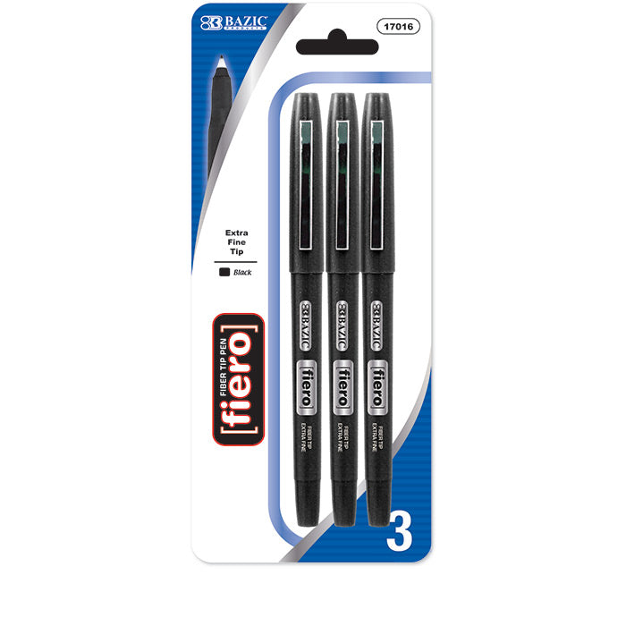 bazic fiero fineliner pens - black  -- 24 per box