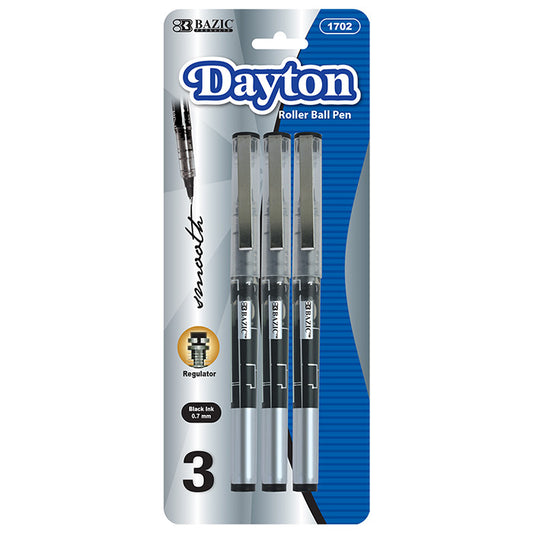 dayton black rollerball pens with metal clip  -- 24 per box