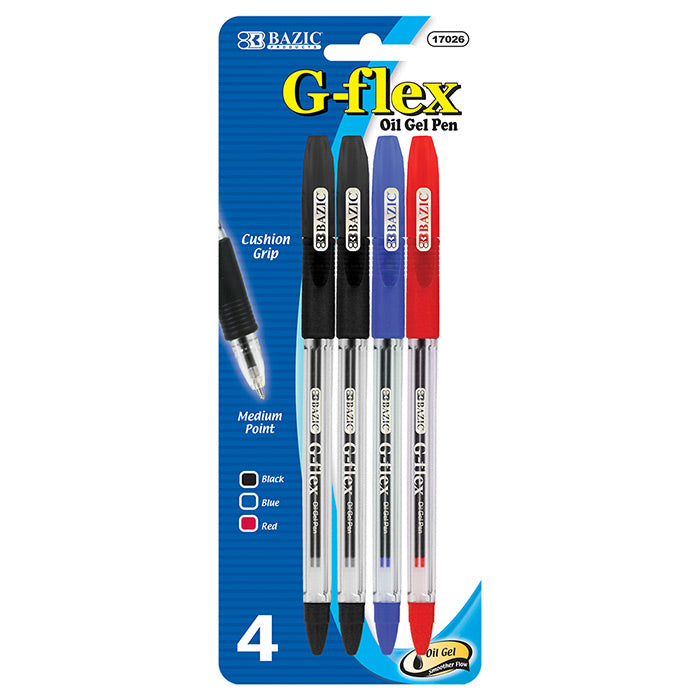 bazic g-flex oil-gel ink pens - 4/pack - 144/case -- 24 per box