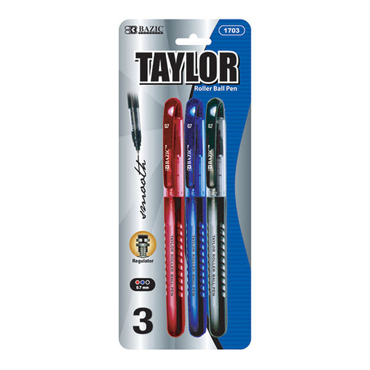 bazic taylor assorted color rollerball pens - aa pack -- 24 per box