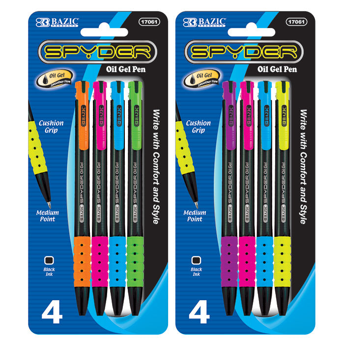 bazic spyder oil-gel ink retractable pens - 144/case -- 24 per box