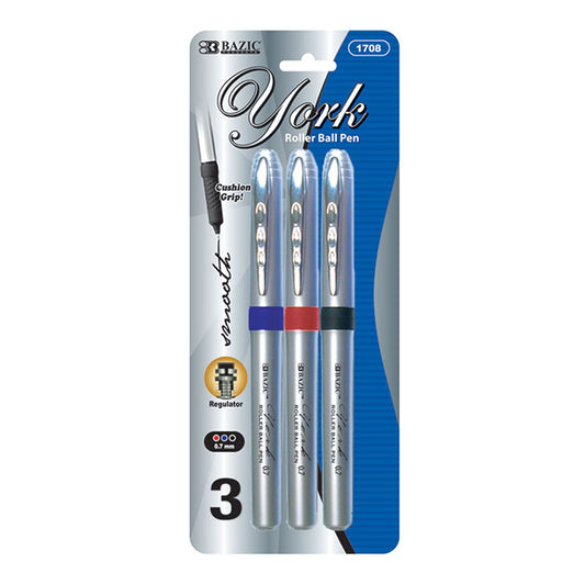 bulk rollerball pens - bazic york  - assorted colors -- 24 per box