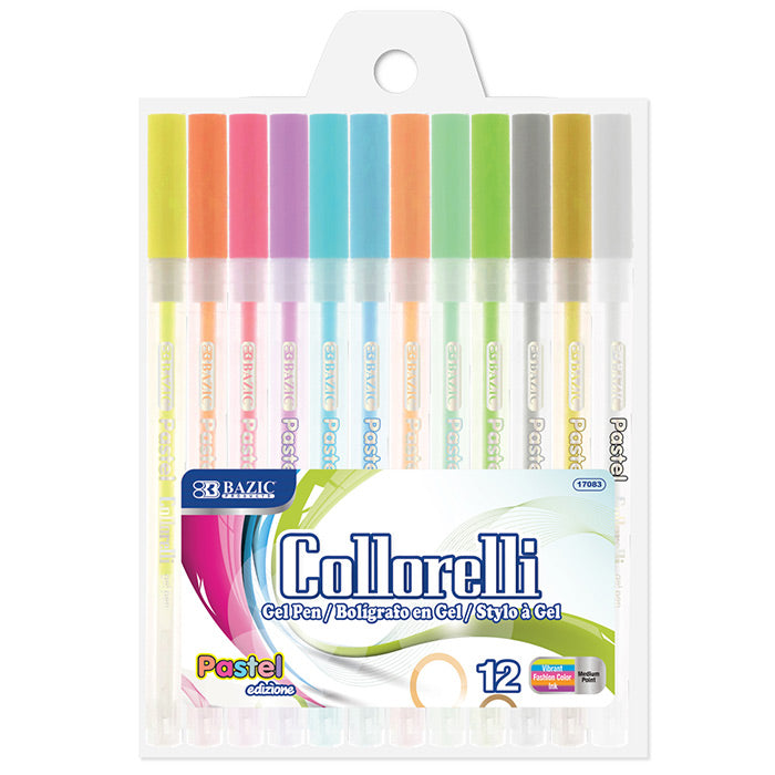 bazic 12 pastel color collorelli gel pen set  -- 24 per box