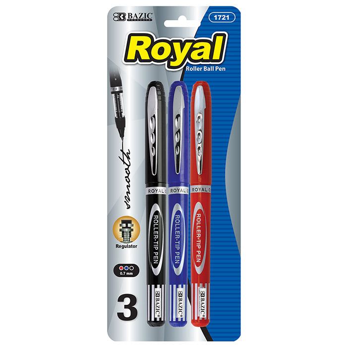 bazic royal assorted color rollerball pens  -- 24 per box