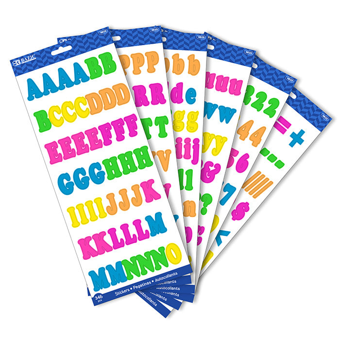 alphabet & numbers stickers - 1 inch - 346 / pack -  -- 24 per box