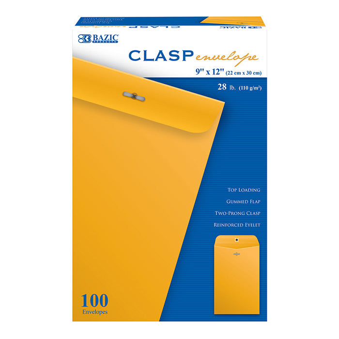 9 inch x 12 inch clasp envelope 100 box -- 5 per case