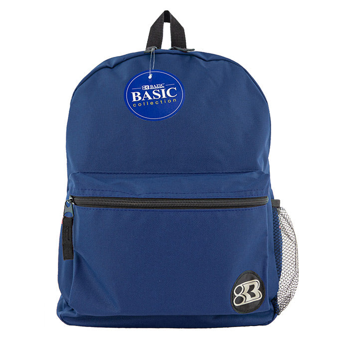 16 inch navy blue basic backpack - bazic - -  -- 12 per case