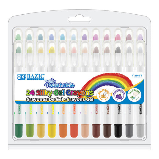 24 color silky gel crayons -- 12 per case