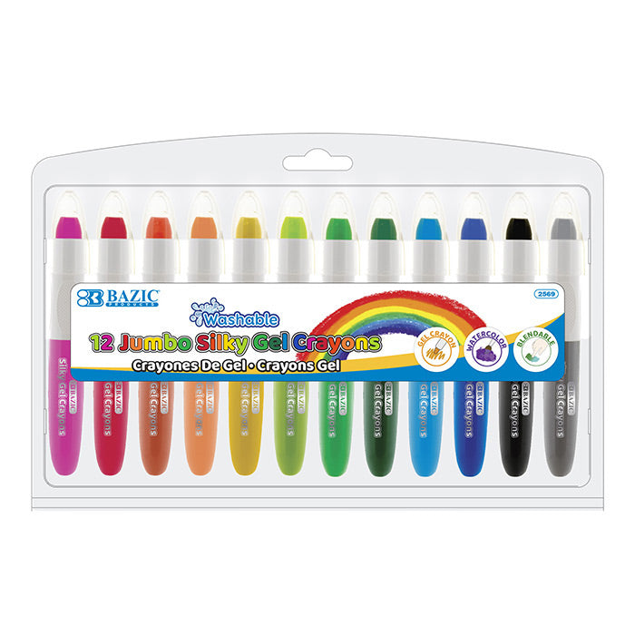 12 color jumbo silky gel crayons -- 12 per box