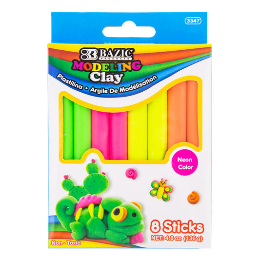 4.8 oz 136g 4 fluorescent color modeling clay sticks -- 24 per box