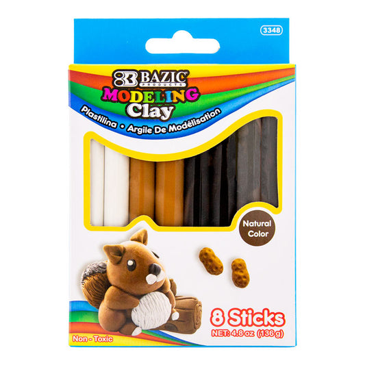 4.8 oz 136g 4 natural earth color modeling clay sticks -- 24 per box