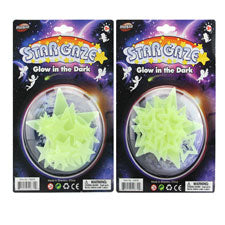 3 asstd. 15 pcs. star glow in the dark on card -- 1 per box