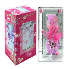 glass vase pink 11.5 25 7cm -- 24 per case