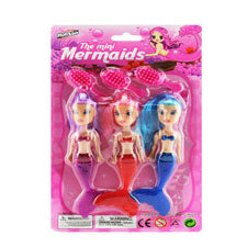 3 pcs. 5.5 mermaid on card brown- blonde and bla -- 36 per box