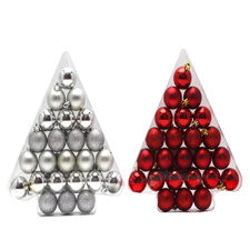 4cm xmas balls - 48pcs - shiny, matt, glitter -  -- 24 per box