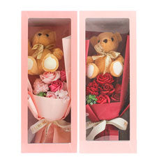 vi flower bouquet with big bear - assorted colors -- 12 per case