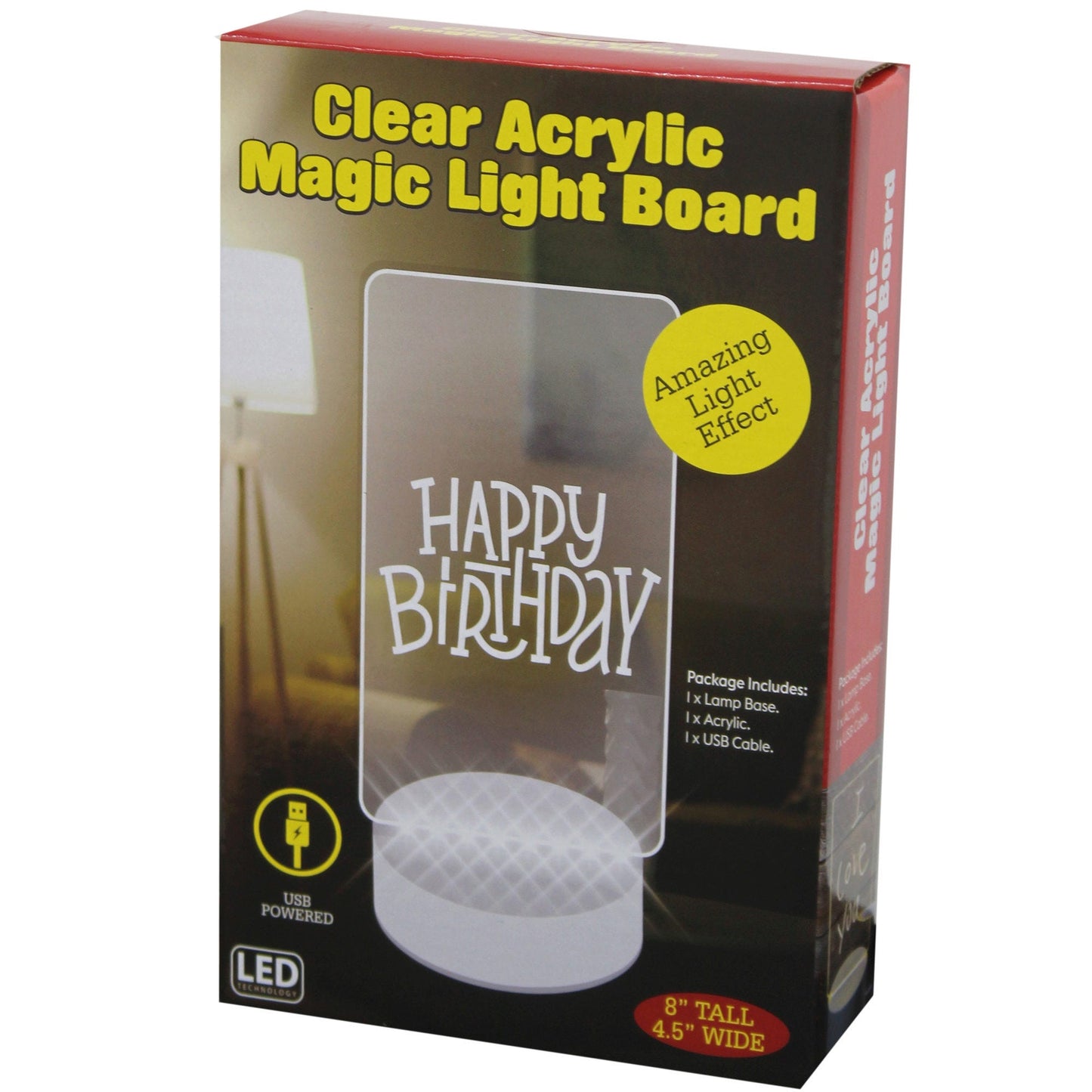 usb- powered clear acrylic led magic light board -- 12 per box