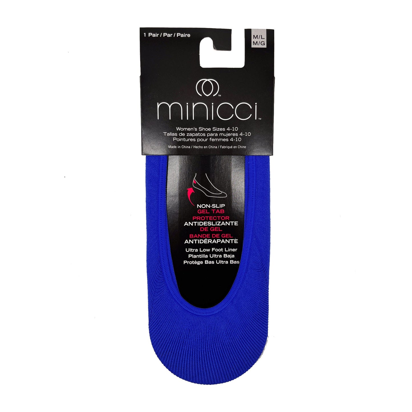 minicci 1 pack dazzling blue liner socks size m l 4-10 -- 76 per box