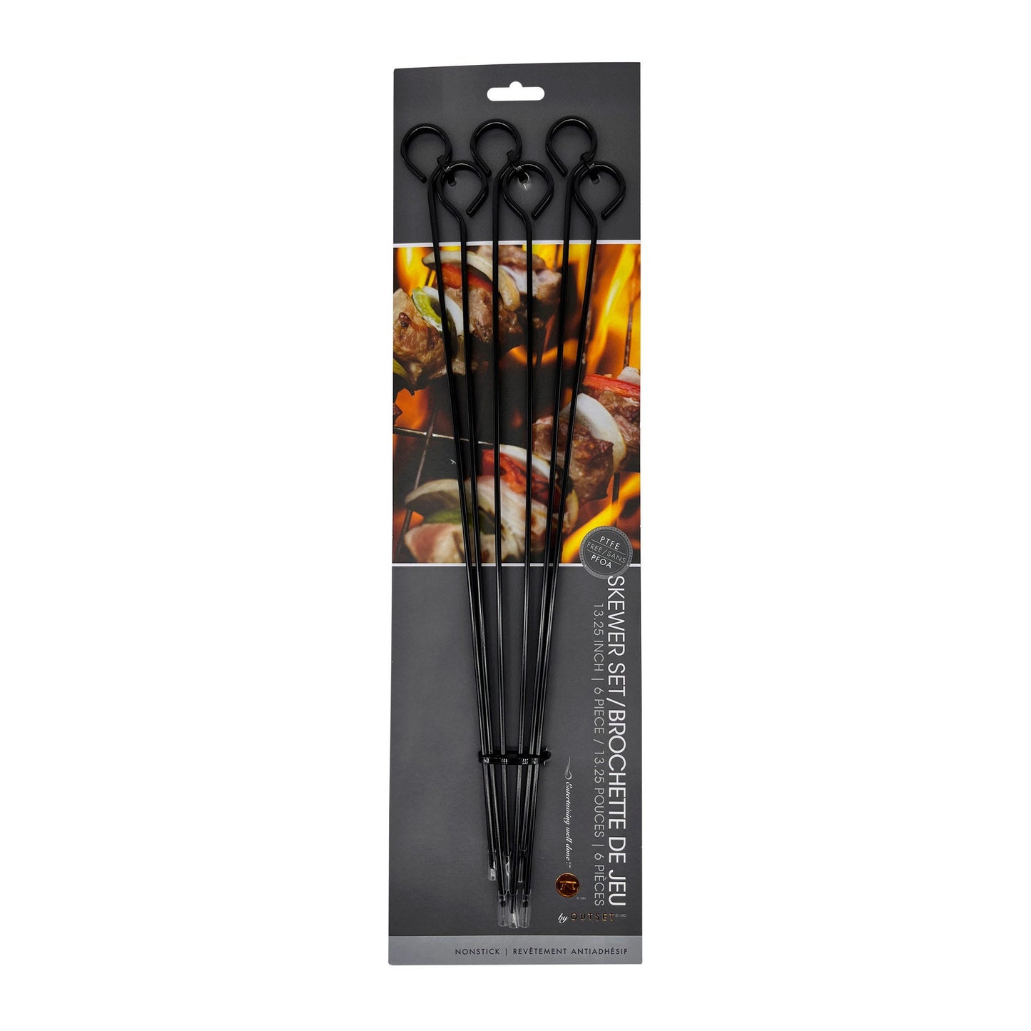 outset set of 6 non- stick 13.25 bbq skewers -- 16 per box